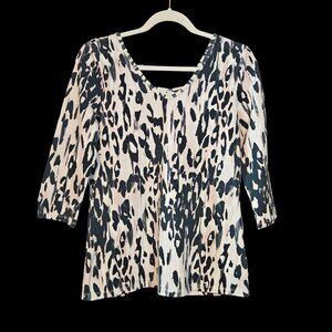 Tribal Animal Print 3/4 Sleeve Tunic Top Medium